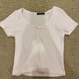 Brandy Melville | Pink Three Button Zelly Top